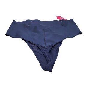 Maidenform Thong Womens Extra Large Blue Lace No Pinch Shaping Waistband Firm